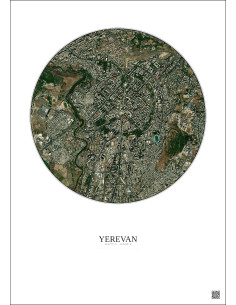 Affiche Yerevan – Poster vue satellite 2.5km Couleur | Gravura – Fond clair 2