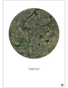 Affiche Yerevan – Poster vue satellite 6km Couleur | Gravura – Fond clair 2
