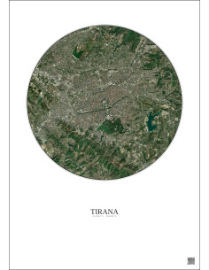 Tirana Satellite View Poster 6km Color | Gravura – Light background 2
