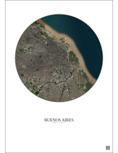 Affiche Buenos Aires – Poster vue satellite 10km Couleur | Gravura – Fond clair 2