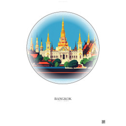 Affiche Bangkok – Poster illustration vintage – Grand Palace | Gravura – Fond clair