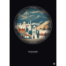 Dushanbe Vintage Travel Poster – Dushanbe | Gravura – Dark background