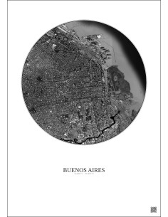 Affiche Buenos Aires – Poster vue satellite 6km N&B | Gravura – Fond clair 2