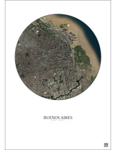 Affiche Buenos Aires – Poster vue satellite 6km Couleur | Gravura – Fond clair 2