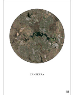 Affiche Canberra – Poster vue satellite 10km Couleur | Gravura – Fond clair 2