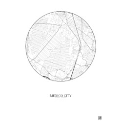 Affiche Mexico City – Poster carte de ville 2.5km | Gravura – Fond clair