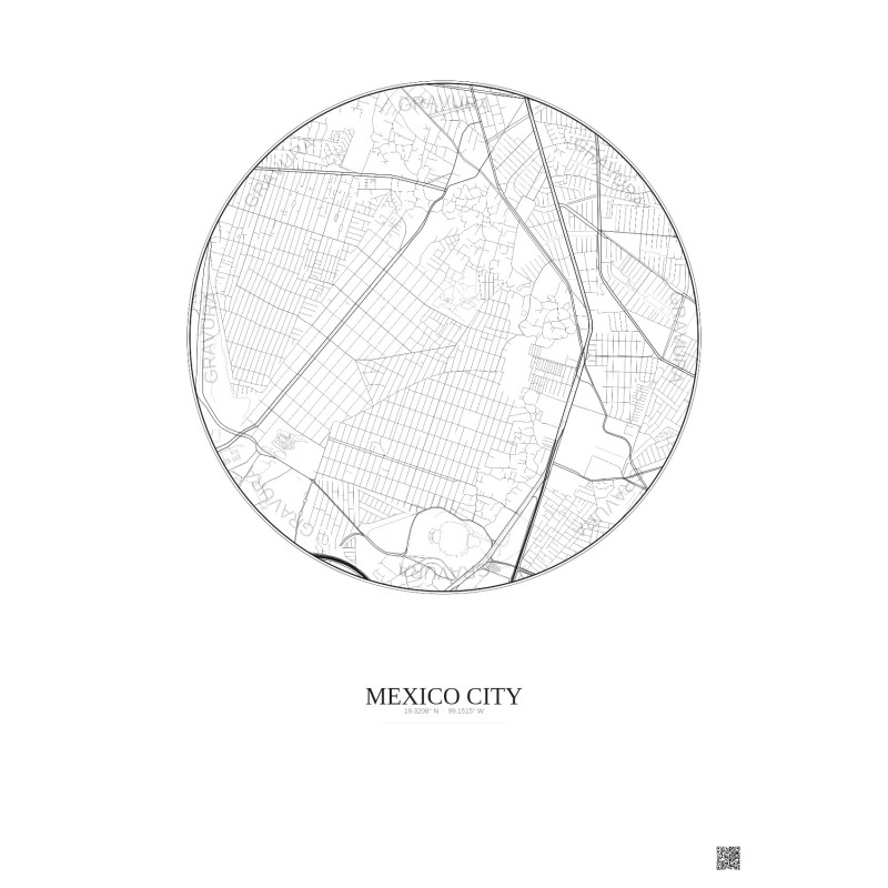 Mexico City City Map Poster 2.5km | Gravura – Light background