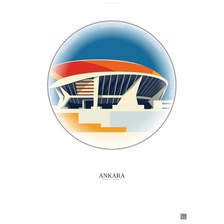 Affiche Ankara – Poster illustration vintage – Ankara Arena | Gravura – Fond clair