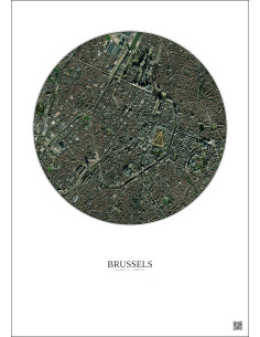 Brussels Satellite View Poster 2.5km Color | Gravura – Light background 2