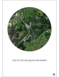 Affiche Circuit De Spa Francorchamps – Poster vue satellite 2.5km Couleur | Gravura – Fond clair 2