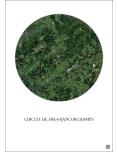 Affiche Circuit De Spa Francorchamps – Poster vue satellite 10km Couleur | Gravura – Fond clair 2