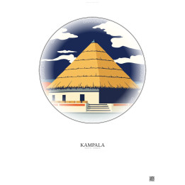 Kampala Vintage Travel Poster – Kasubi Tombs | Gravura – Light background
