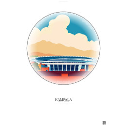 Affiche Kampala – Poster illustration vintage – Mandela National Stadium | Gravura – Fond clair