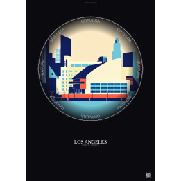Affiche Los Angeles – Poster illustration vintage – Crypto Com Arena | Gravura – Fond foncé
