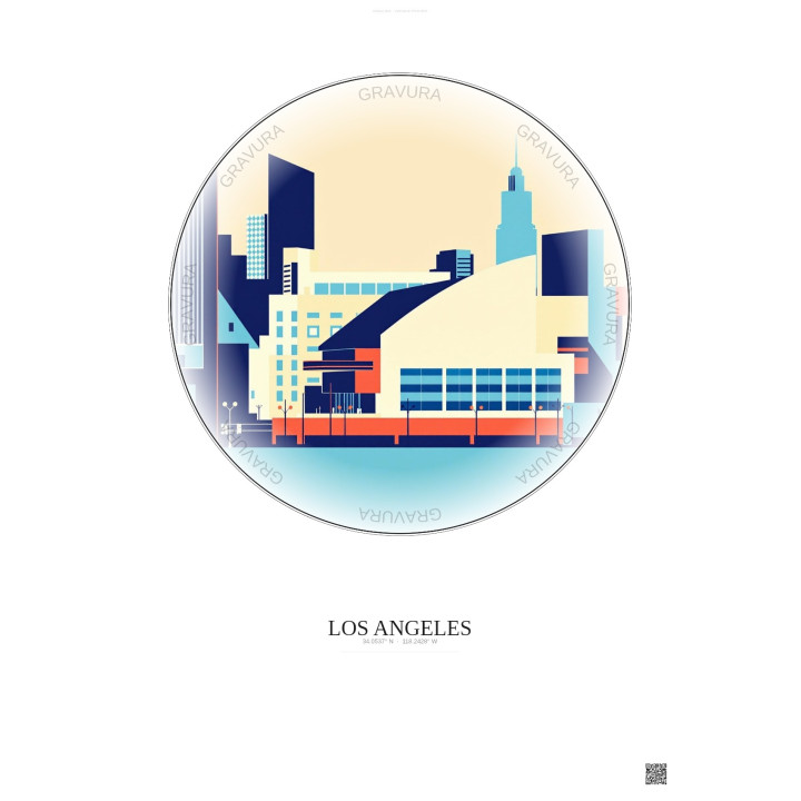 Affiche Los Angeles – Poster illustration vintage – Crypto Com Arena | Gravura – Fond clair