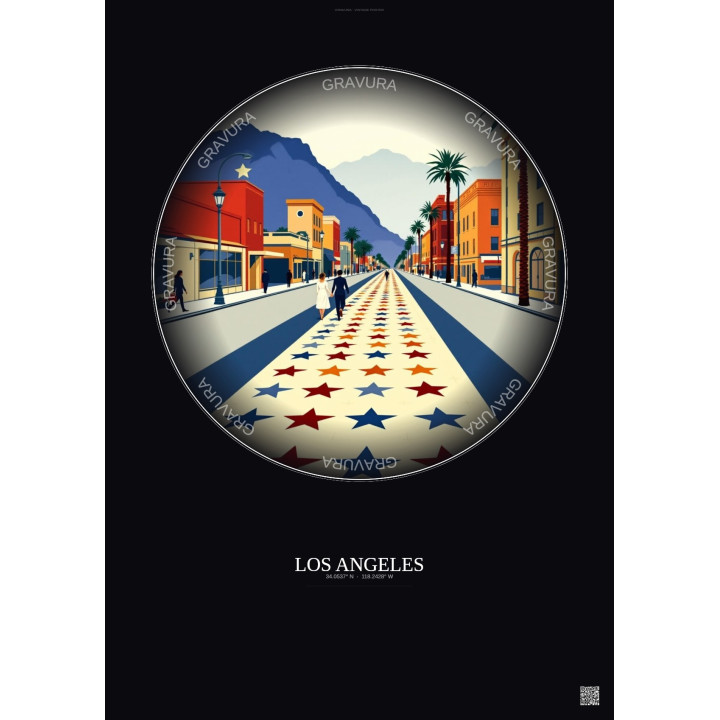 Affiche Los Angeles – Poster illustration vintage – Hollywood Wa