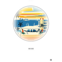 Affiche Miami – Poster illustration vintage – Kaseya Center | Gravura – Fond clair