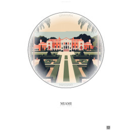 Miami Vintage Travel Poster – Vizcaya Museum And Gardens | Gravura – Light background