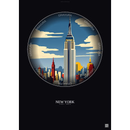 New York Vintage Travel Poster – Empire State Building | Gravura – Dark background