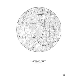 Affiche Mexico City – Poster carte de ville 6km | Gravura – Fond clair