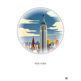 New York Vintage Travel Poster – Empire State Building | Gravura – Light background