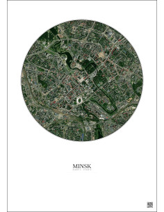Affiche Minsk – Poster vue satellite 2.5km Couleur | Gravura – Fond clair