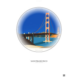 San Francisco Vintage Travel Poster – Golden Gate Bridge | Gravura – Light background