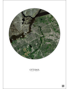 Ottawa Satellite View Poster 6km Color | Gravura – Light background 2