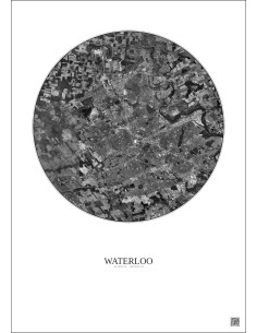 Waterloo Satellite View Poster 10km B&W | Gravura – Light background 2