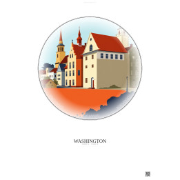 Washington Vintage Travel Poster – Historic Old Town Of Washington | Gravura – Light background