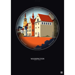 Washington Vintage Travel Poster – Historic Old Town Of Washington | Gravura – Dark background