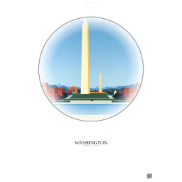 Washington Vintage Travel Poster – Most Iconic Landmark Of Washington | Gravura – Light background