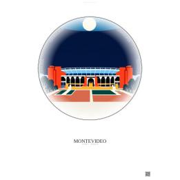 Montevideo Vintage Travel Poster – Estadio Centenario | Gravura – Light background