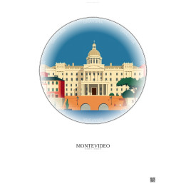 Montevideo Vintage Travel Poster – Legislative Palace | Gravura – Light background