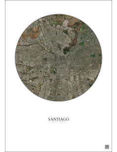 Affiche Santiago – Poster vue satellite 10km Couleur | Gravura – Fond clair 2