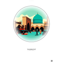 Affiche Tashkent – Poster illustration vintage – Chorsu Bazaar | Gravura – Fond clair