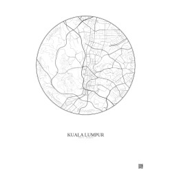 Affiche Kuala Lumpur – Poster carte de ville 2.5km | Gravura – Fond clair