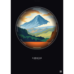 Affiche Caracas – Poster illustration vintage – Avila Mountain | Gravura – Fond foncé