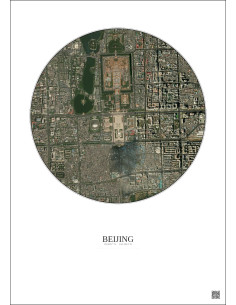 Beijing Satellite View Poster 2.5km Color | Gravura – Light background 2