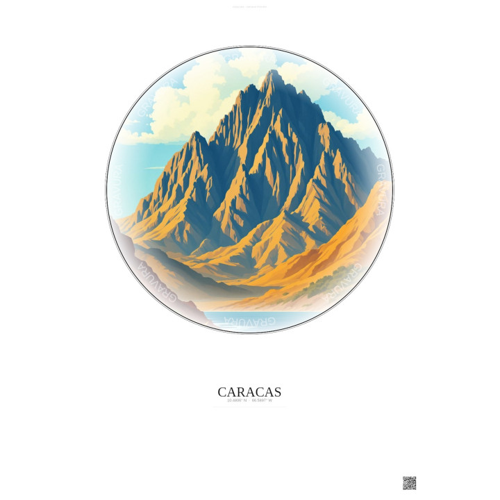 Affiche Caracas – Poster illustration vintage – Waraira Repano National Park | Gravura – Fond clair