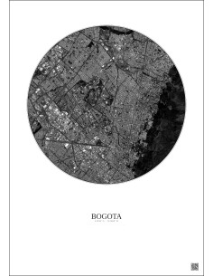 Bogota Satellite View Poster 6km B&W | Gravura – Light background 2