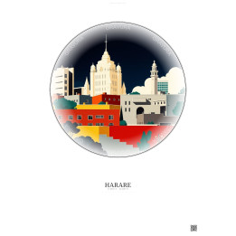 Affiche Harare – Poster illustration vintage – Harare | Gravura – Fond clair
