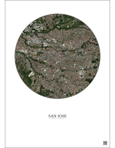 San Jose Satellite View Poster 6km Color | Gravura – Light background 2
