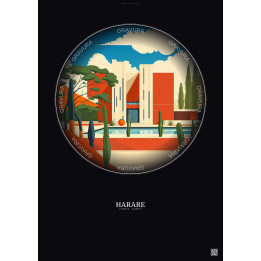 Harare Vintage Travel Poster – National Gallery Of Zimbabwe | Gravura – Dark background