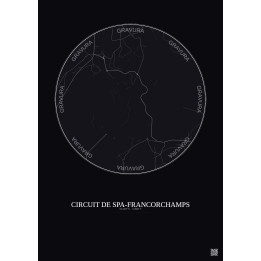 Affiche Circuit De Spa Francorchamps – Poster carte de ville 2.5km | Gravura – Fond foncé