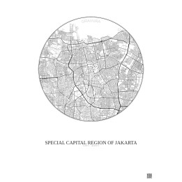 Affiche Special Capital Region Of Jakarta – Poster carte de ville 10km | Gravura – Fond clair