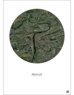 Affiche Prague – Poster vue satellite 6km Couleur | Gravura – Fond clair 2
