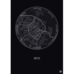 Affiche Abuja – Poster carte de ville 10km | Gravura – Fond foncé