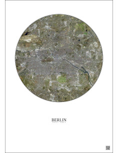 Berlin Satellite View Poster 10km Color | Gravura – Light background 2