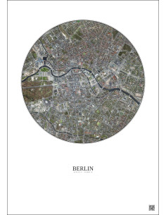 Berlin Satellite View Poster 2.5km Color | Gravura – Light background 2